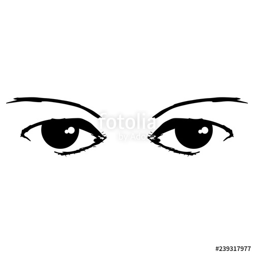 500x500 Sketch Of The Eyes With Eyelashes Vector Illustration Stock