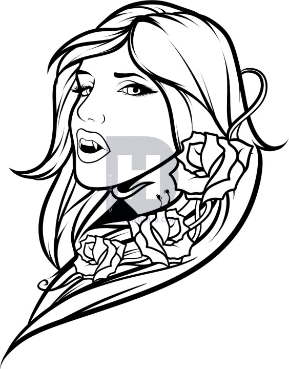 564x720 How To Draw A Vampire Tattoo, Vampire Tattoo, Step