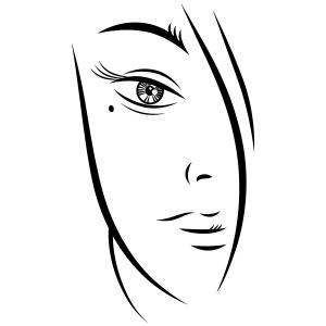 300x300 Simple Pop Art Styled Woman Face With Green Eyes Looking Up Gm