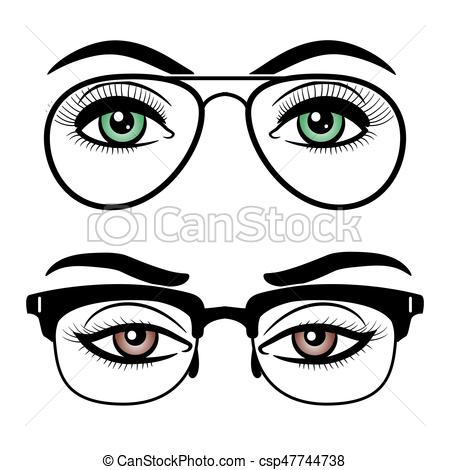 450x470 Female Eyes With Glasses Isolated On White Background Green