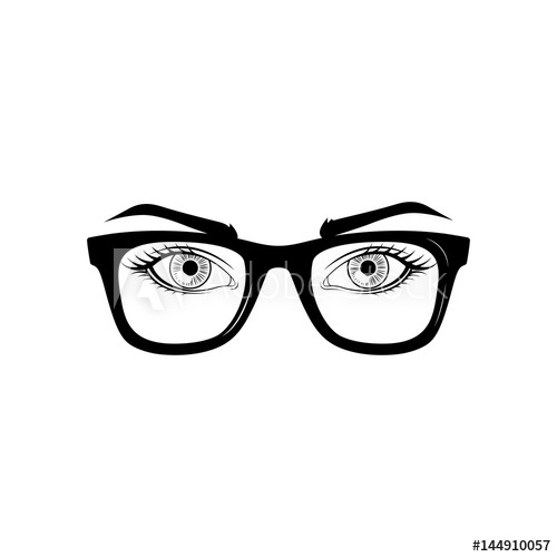 500x500 Women's Eyes With Glasses Vector Illustration