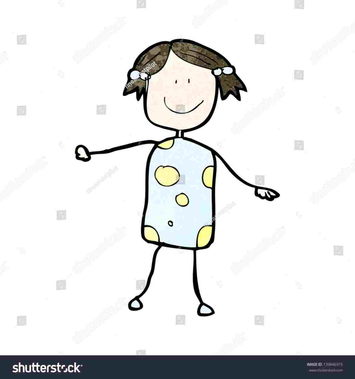 1185x1264 Childs Drawing Of A Happy Girl Hppy Stock Illustrtion