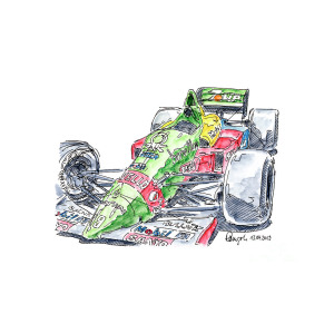 300x300 benetton ford racecar ink drawing and watercolor drawing