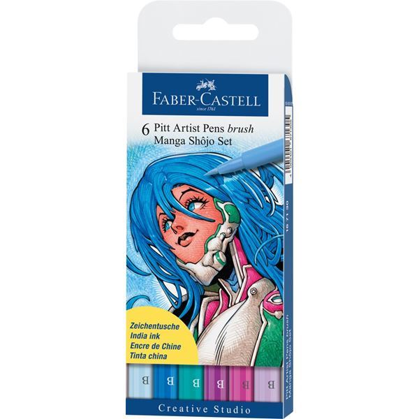 600x600 faber castell pitt artist pen manga brush tip shojo set