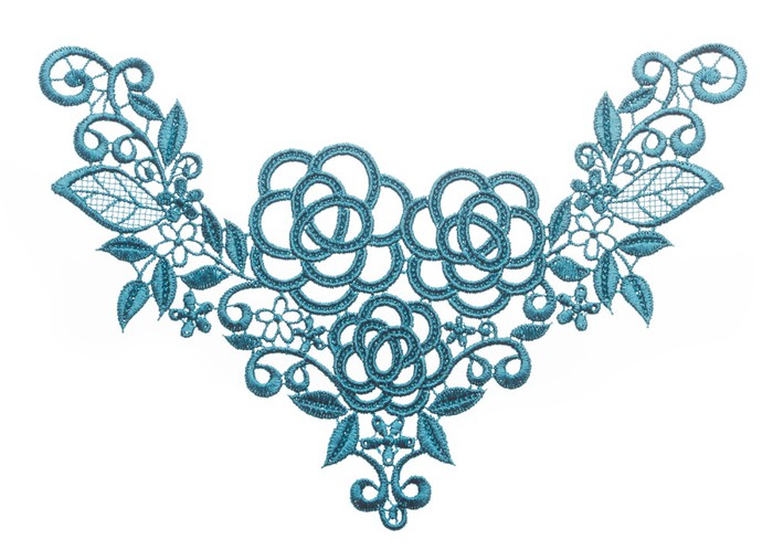 700x498 Embroidered Lace Trim Over White Fabric Texture Wall Mural