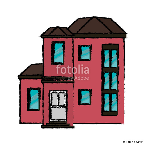 500x500 Drawing House Urban Expensive Vector Illustration Stock