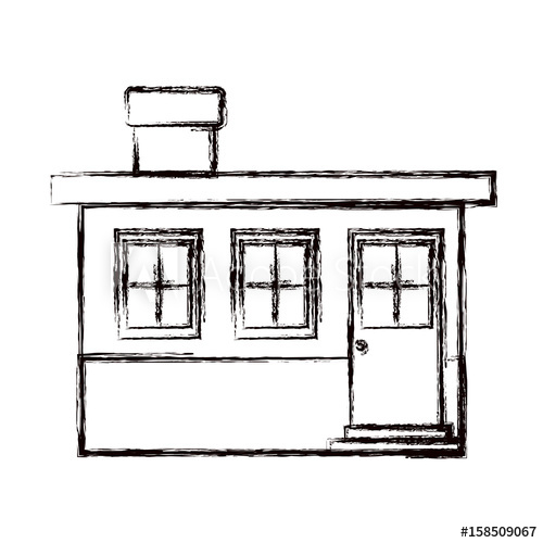 500x500 monochrome blurred silhouette small house facade with chimney