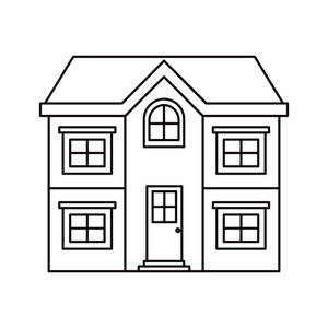 300x300 monochrome silhouette facade house of two floors vector