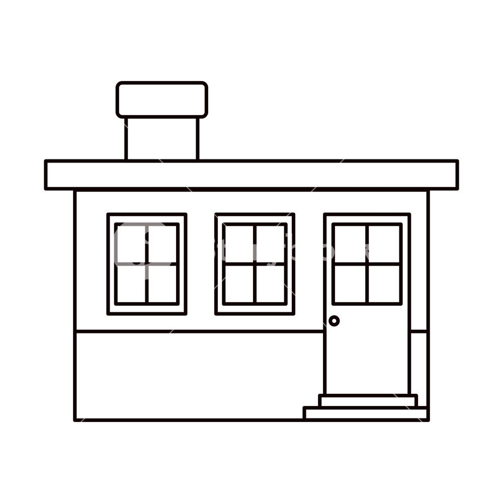 1000x1000 monochrome silhouette small house facade with chimney vector