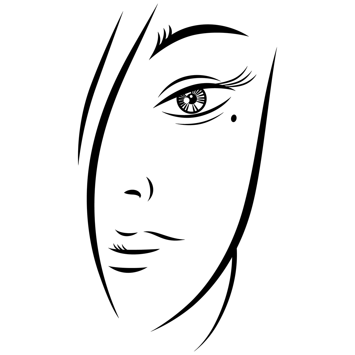 1200x1200 Free Beautiful Young Woman Face Black Ink Sketch On Behance