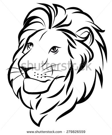 391x470 Lion Face Black And White Clipart
