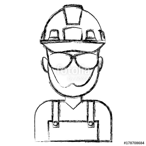 500x500 Construction Worker Cartoon Icon Vector Illustration Graphic