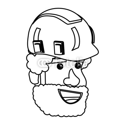 400x400 Builder Man With Beard And Construction Helmet Over White