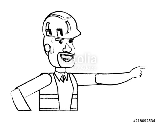 500x396 Cartoon Construction Worker With Safety Vest And Helmet Over White