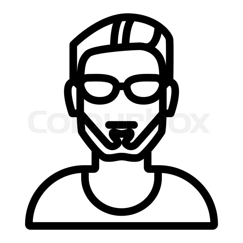 800x800 Head Of Man With Glasses Line Icon Stock Vector Colourbox