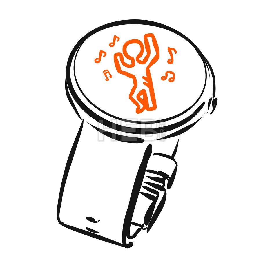 900x900 digital watch with dancing app icon, concept sketch papercut