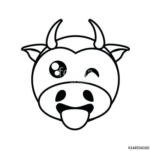 500x500 Cow Face Drawing