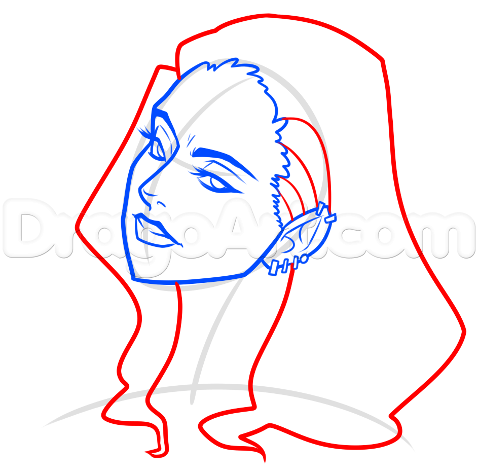 943x937 Drawing A Girl Vampire Face, Step
