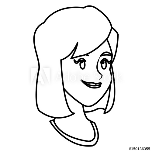 500x500 Face Girl Smile Comic Image Outline Vector Illustration