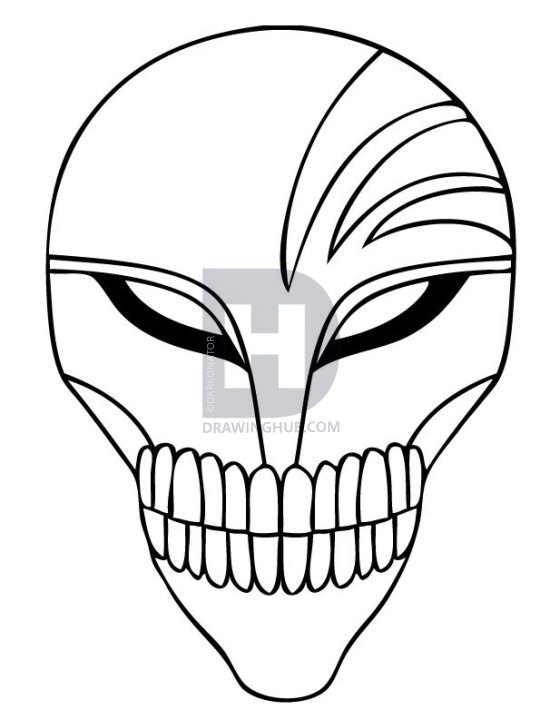 550x720 How To Draw Hollow Mask, Step