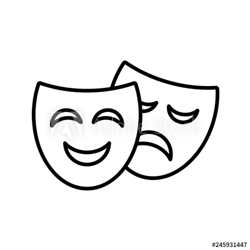500x500 Theater Symbol Smiley And Crying Face Mask Vector Drawing