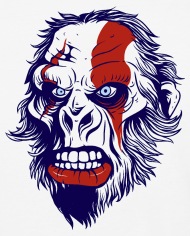 190x236 Scary Face Orc Angry Painting Drawing Design Art Unisex Baseball T