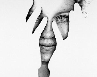 340x270 Pencil Drawing Portrait Fine Art Print Signed