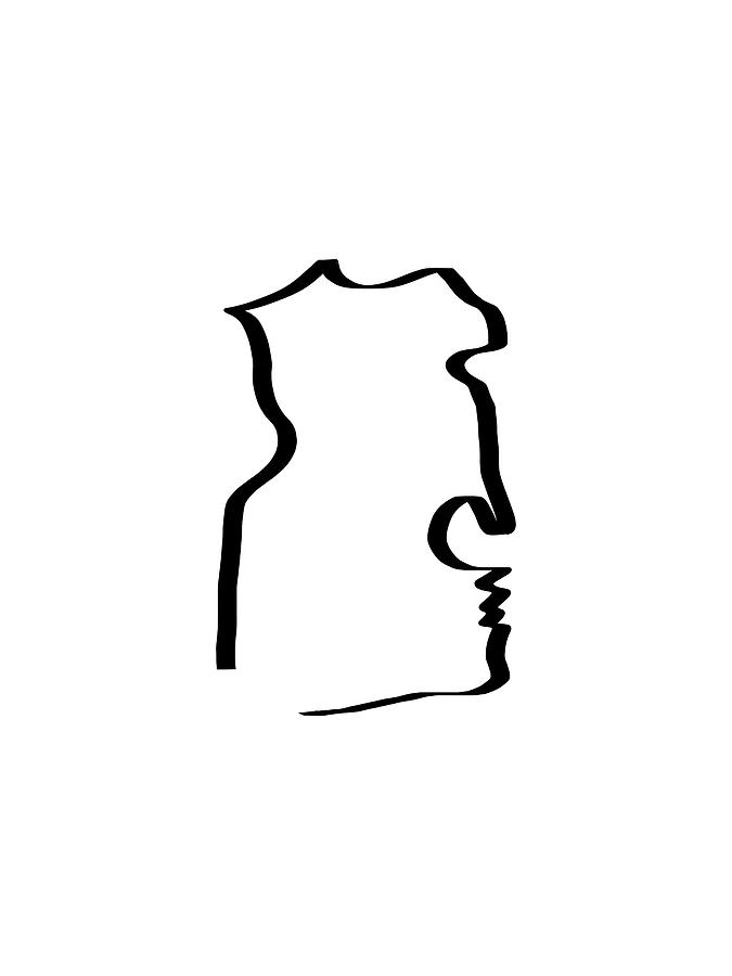 675x900 Face Profile Black On White Drawn Print Drawing