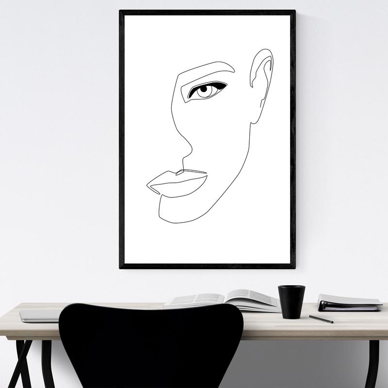 800x800 feminine fashion line drawing print, canvas, metal, framed wall