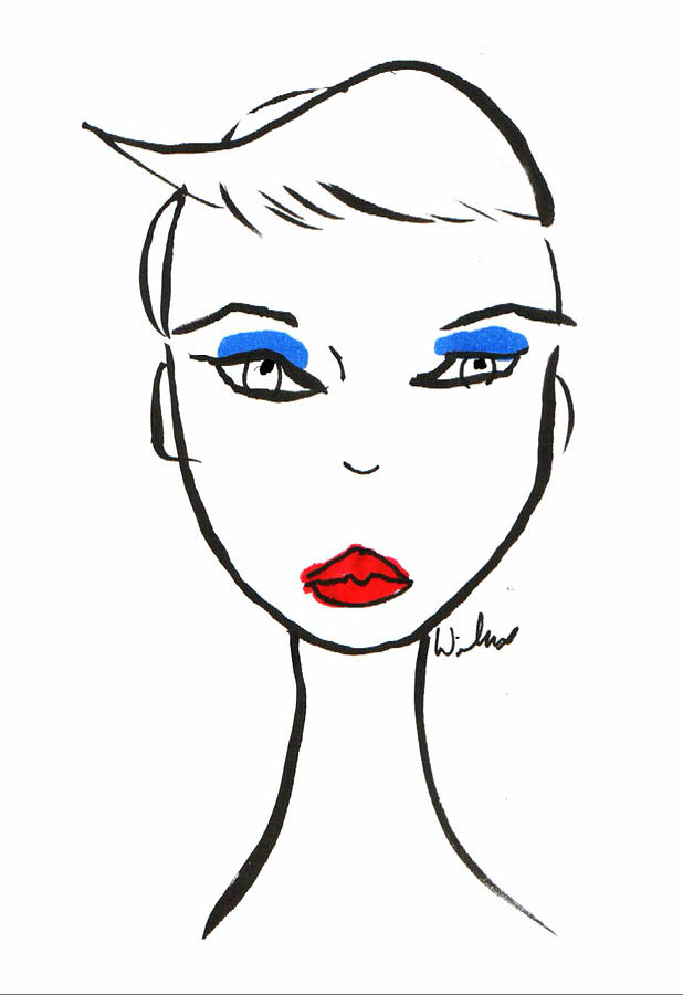 618x900 Head With Blue Eye Shadow Drawing