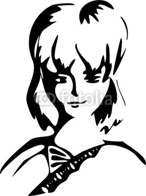 299x400 Stylized Isolated Shadow Silhouette Of Girl's Face On White