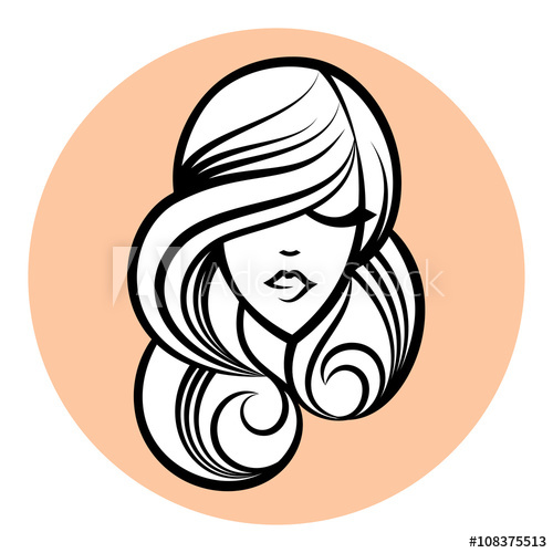 500x500 Woman Silhouette, Women's Face Drawing Abstract Design Concept