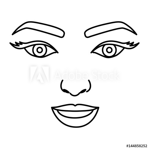 500x500 Silhouette Drawing Of Woman Face With Open Eyes And Smiling Vector