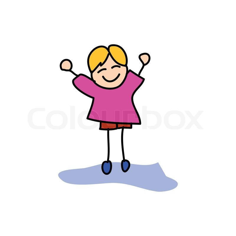 800x800 Hand Drawing Cartoon Happy Kids Stock Vector Colourbox