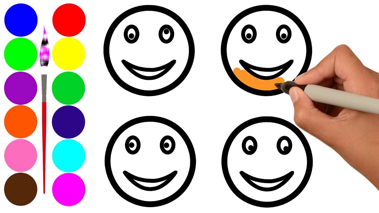 1280x720 Smiley Face Coloring Pages How To Draw Emoji For Kids