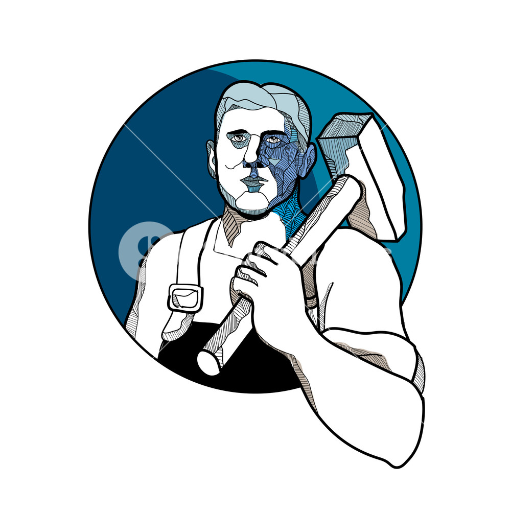 1000x1000 Drawing Sketch Style Illustration Of A Trade Unionist, Factory