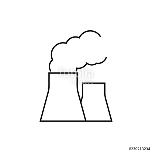 500x500 Factory Line Icon, Outline Vector Sign, Linear Style Pictogram