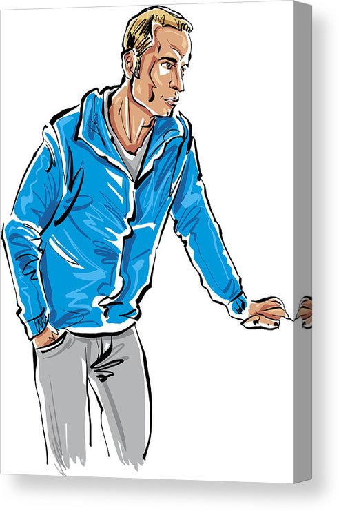 492x740 Colored Hand Drawn Illustration Of A Fair Haired Man Canvas Print
