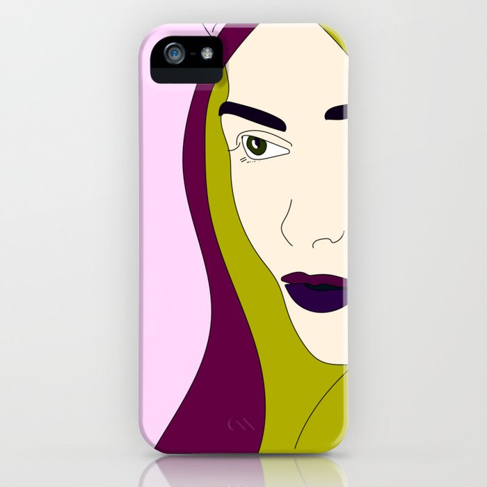 700x700 Fair Woman Drawing Blue Hair Abstract Portrait Iphone Case