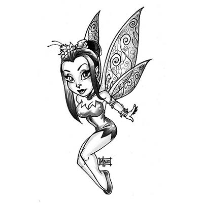400x400 Cartoon Fairy Design Water Transfer Temporary Tattoo