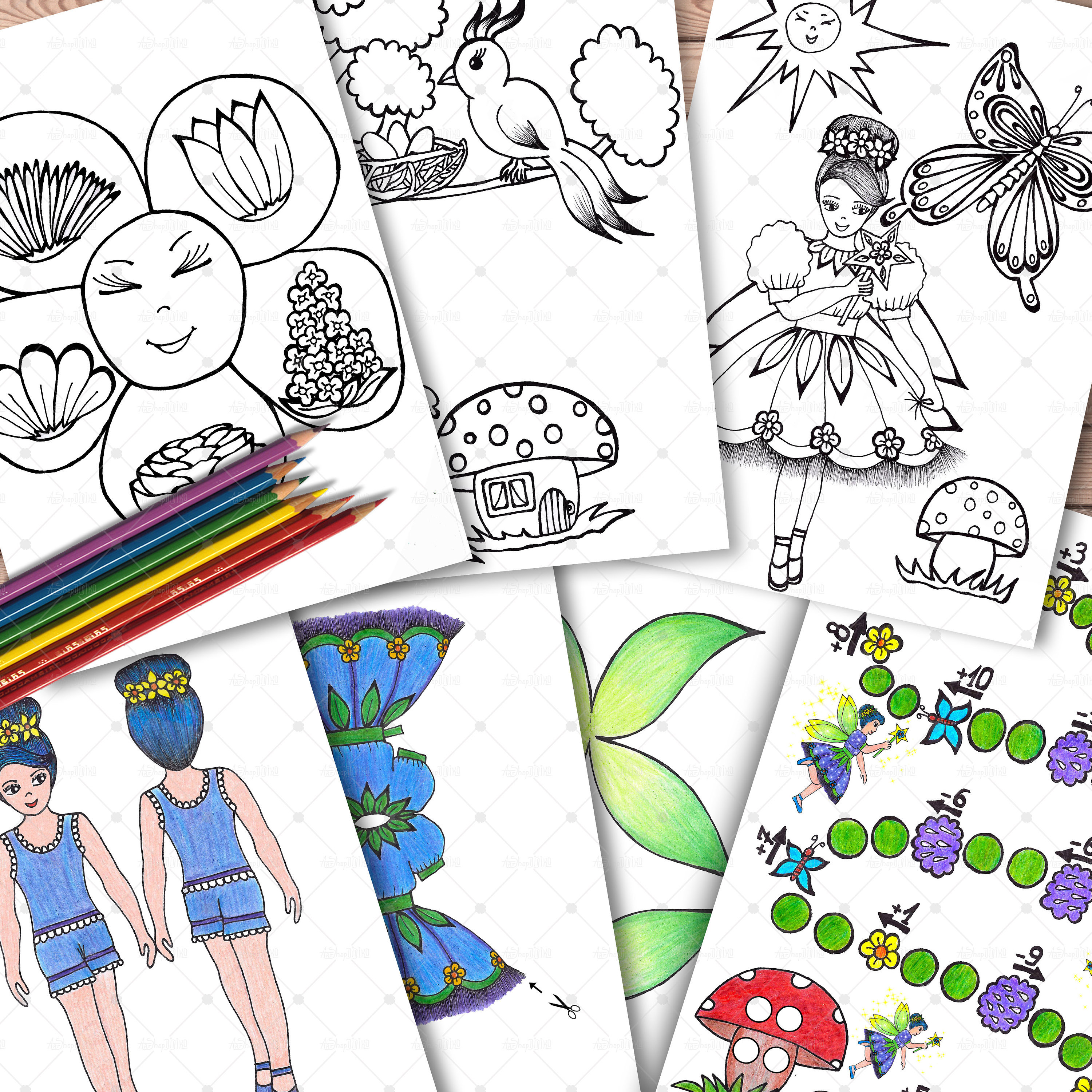 3000x3000 Digital Coloring Book Fairy Digital Paper Fairy Coloring Etsy