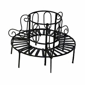 300x300 New Provence Iron Mini Fairy Garden Tree Bench Black Free