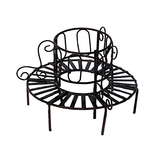 500x500 Provence Iron Mini Fairy Garden Tree Bench, Bronze