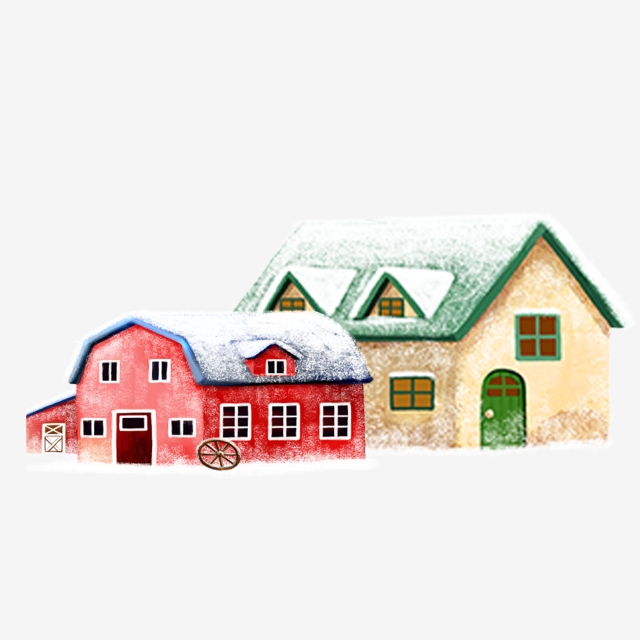 640x640 Painted Snow House Illustration Design With Commercial Elements