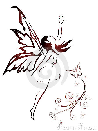 338x450 Flying Fairy Outline Clipart