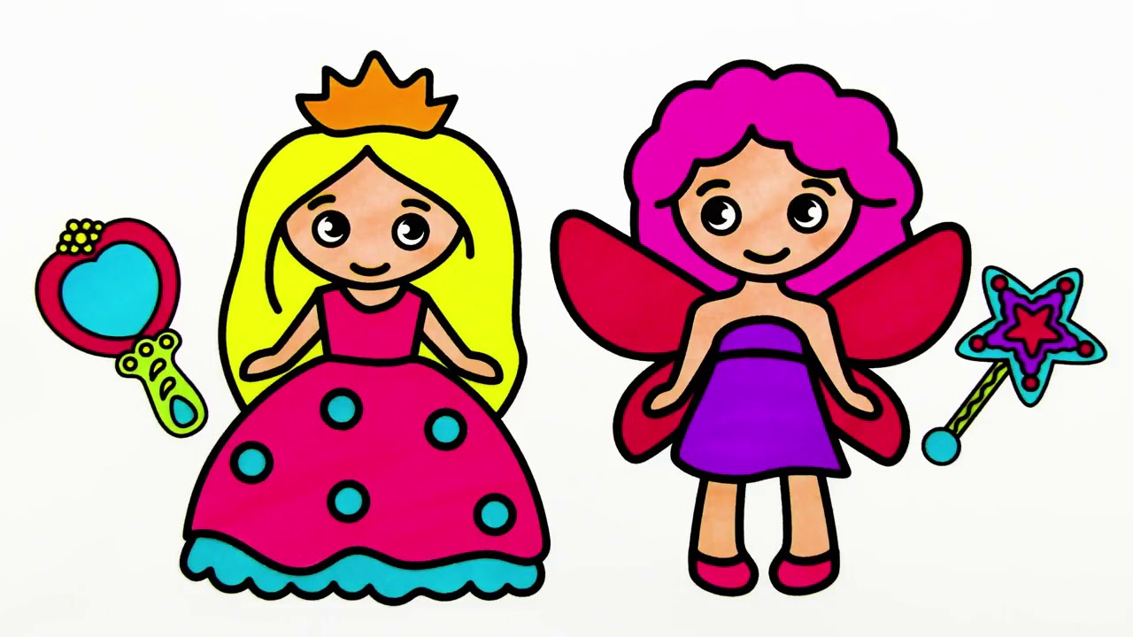 1280x720 How To Draw And Color Fairy Princess Learn Colors For Children