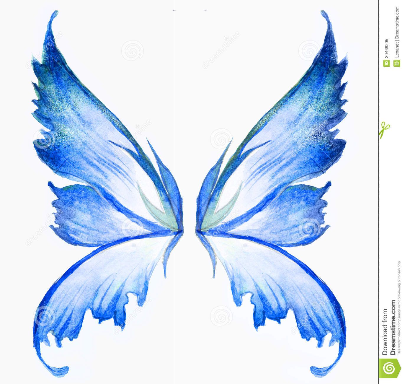 1372x1300 Blue Fairy Wings Watercolor Hand Draw Painting