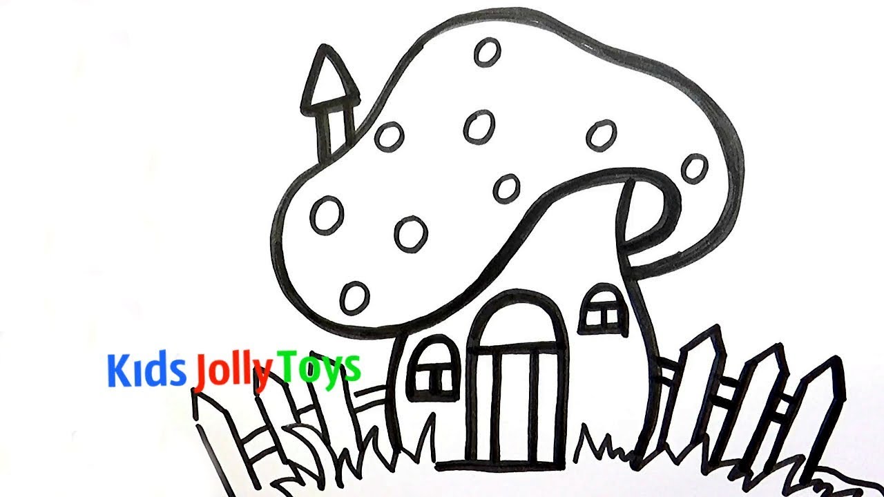 1280x720 Fairytale Mushroom House Drawing And Glitter Painting For Kids