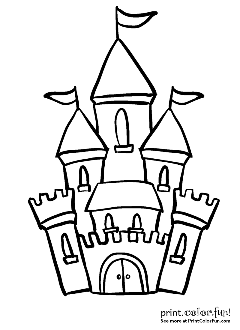 800x1100 Royal Castle With Flags Coloring Page