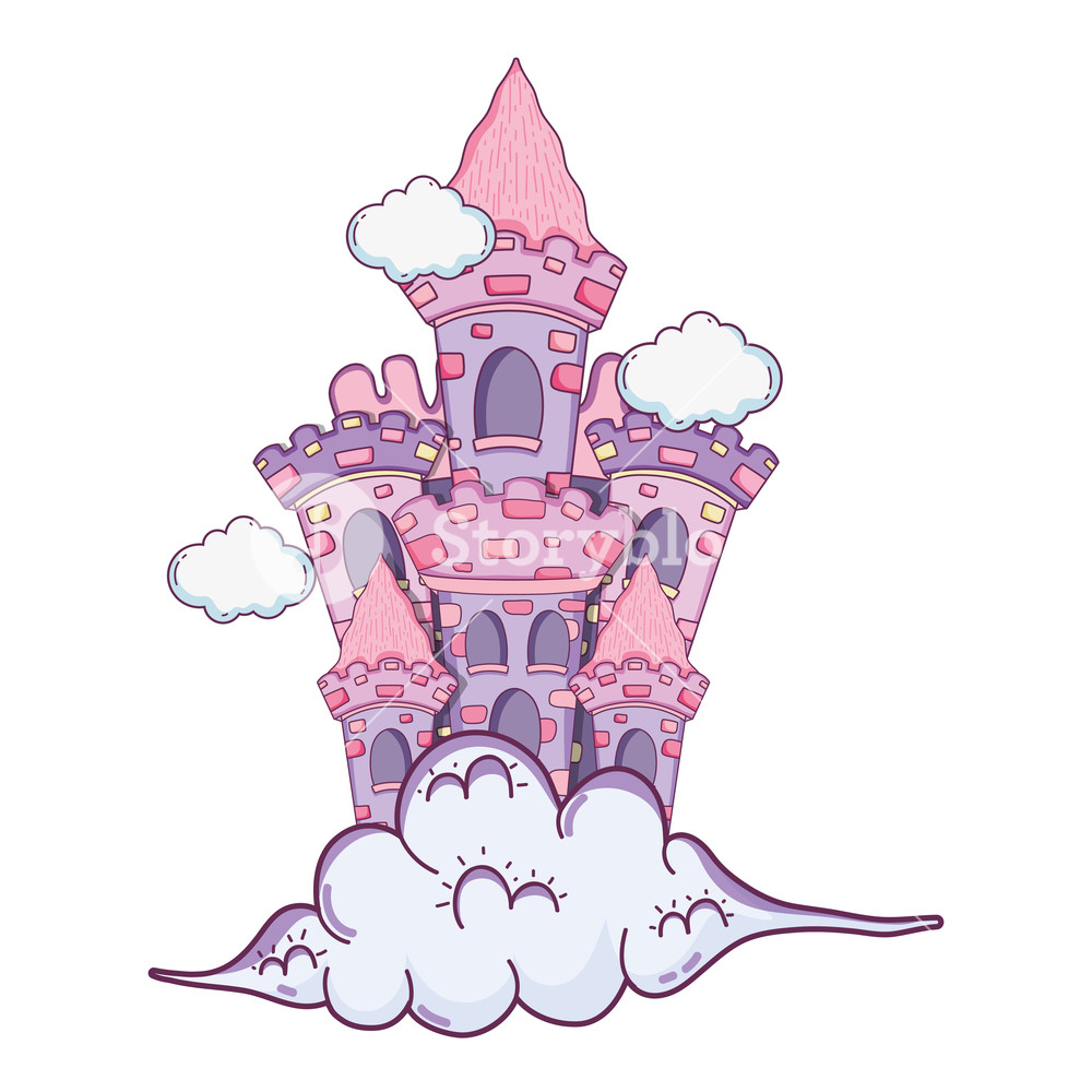 1000x1000 Beautiful Fairytale Castle In The Clouds Vector Illustration